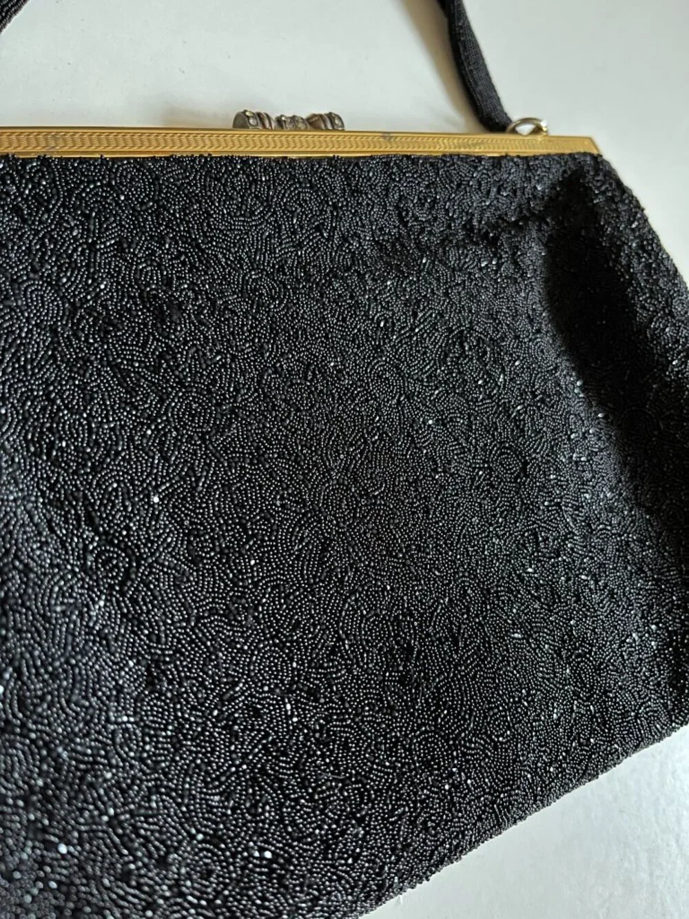 Vintage French Micro-Beaded Evening Bag: Retro Women's Fashion Made in France